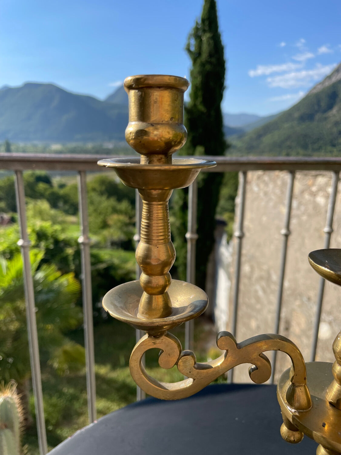 Old brass candle holder