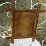 Miroir ancien en bois tourné style bambou H.47cm.