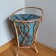 Wicker worker round basket with work, knitting