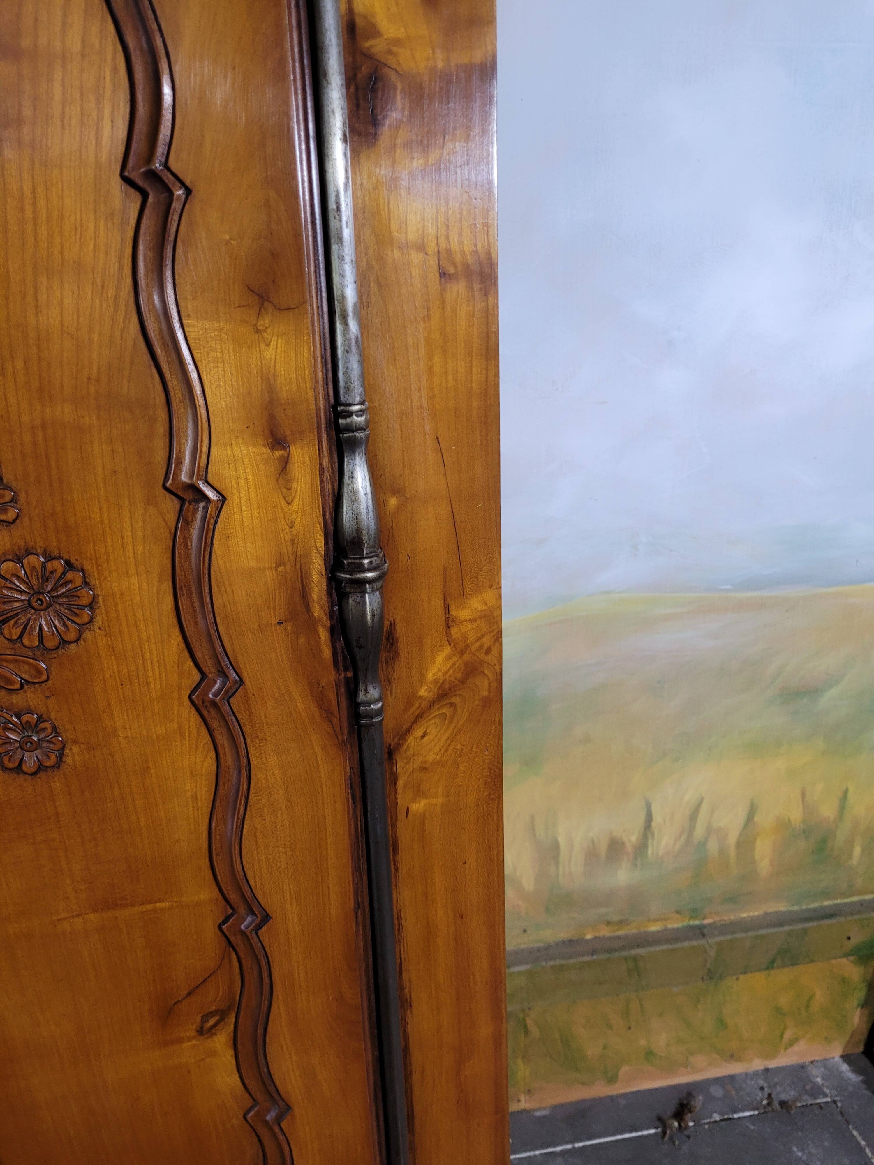 Louis XV style carved cherry wood armoire