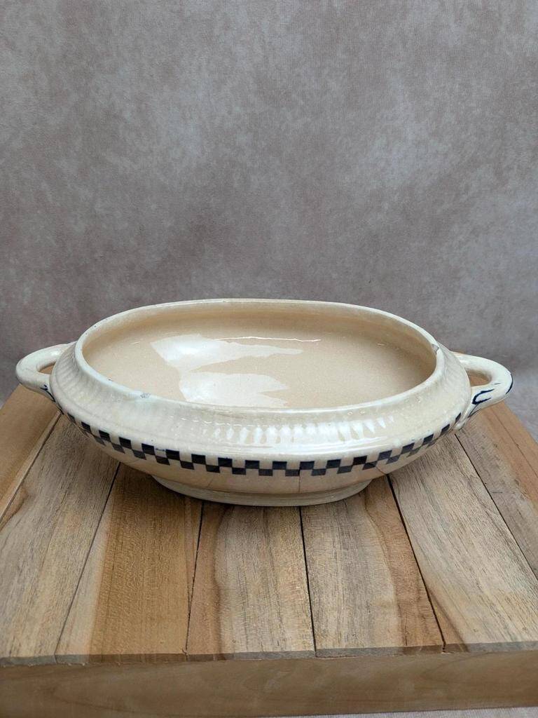Iron Earth vegetable dish Salins model Old Checkerboard