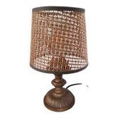 Lampe métallique vintage avec son abat-jour canné