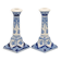 Pair of Royal Delft Blue and White Hand-Painted Ceramic Candlesticks