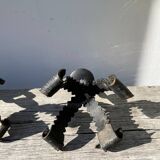 Pair of candlesticks with wrought iron chain