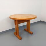 Vintage Charlotte Perriand Les Arcs round pine dining table from the 60s 70s