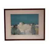 Lithograph Mediterranean landscape of Defossez