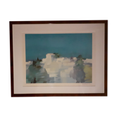 Lithographie paysage méditerranéen de Defossez