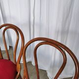 Set of 6 Vintage Bentwood Dining Chairs Set: 1970s , Red Uphols