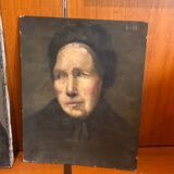 Triptyque portraits a l’huile anciens, femmes XIXe