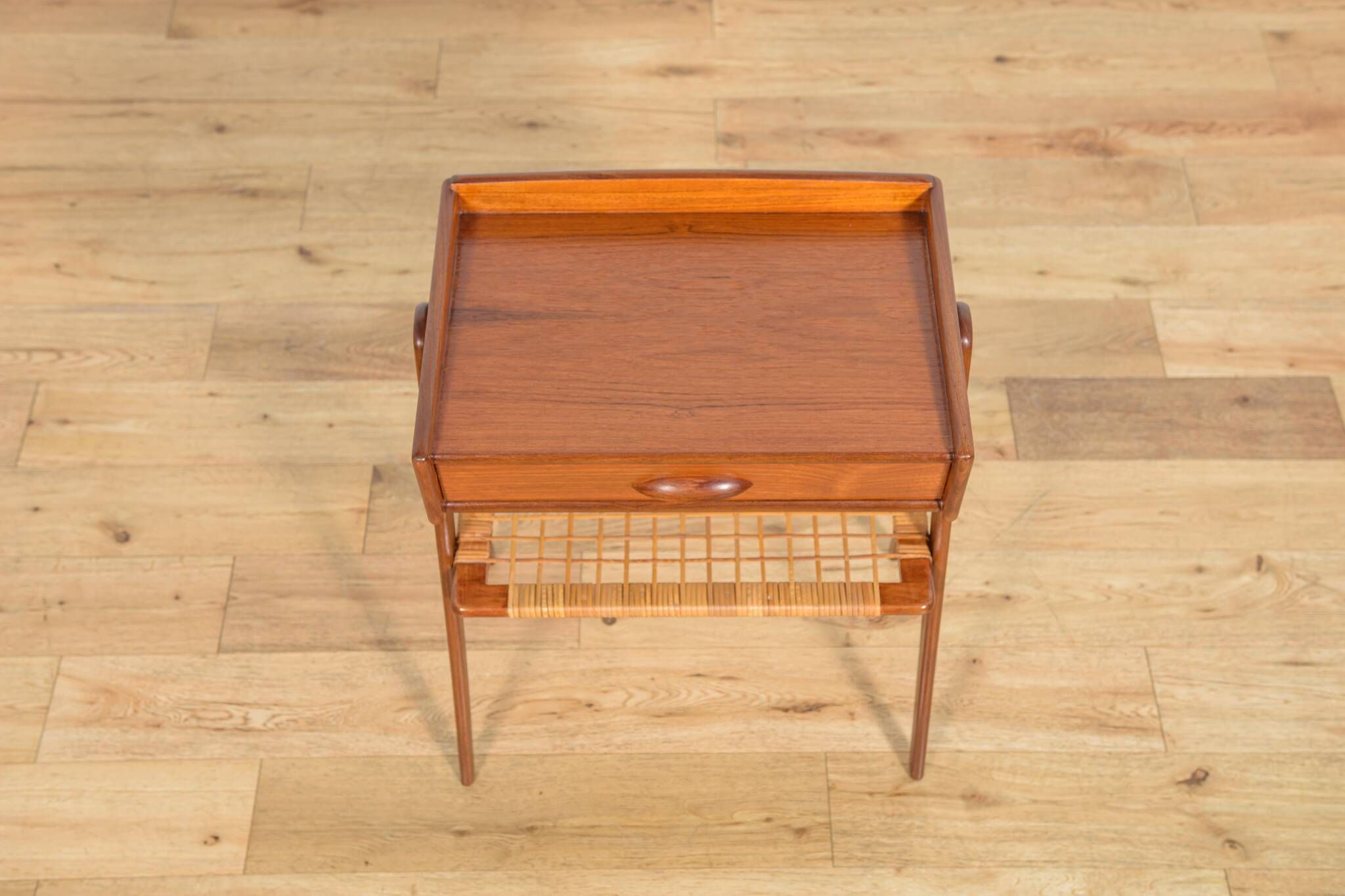 Mid-Century Teak and Rattan Nightstands by Søren Rasmussen, Denmark, 1960s,