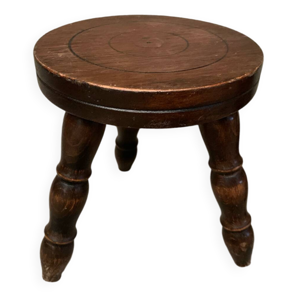 Tabouret tripode de traite ancien