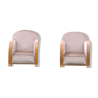 Pair of club armchairs completely renovated