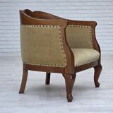 1960s, Danish side/children's armchair, light green furniture velour, oak w