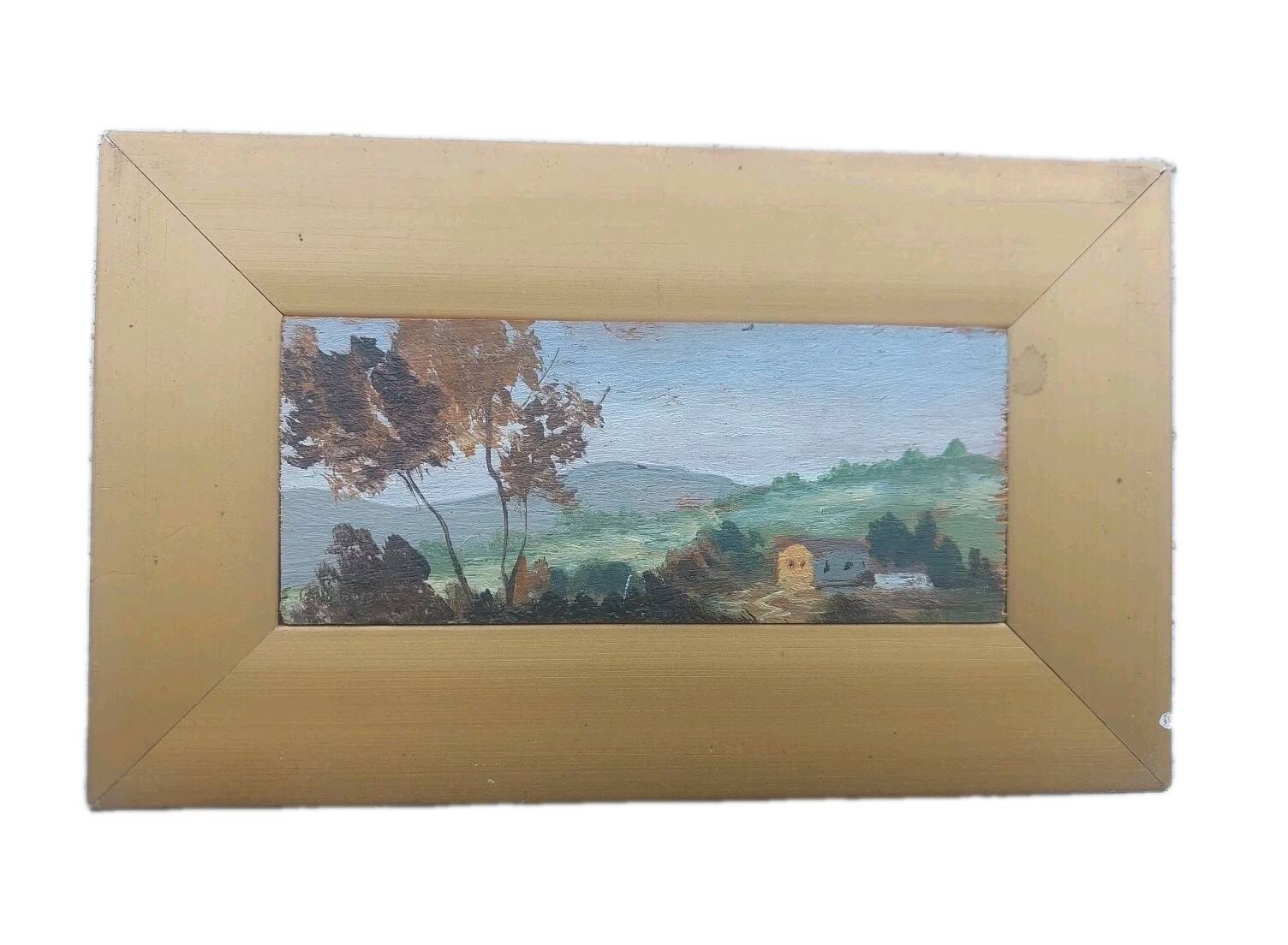 Small oil painting on wood, Tuscan landscape