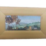 Small oil painting on wood, Tuscan landscape