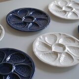 6 white porcelain oyster plates