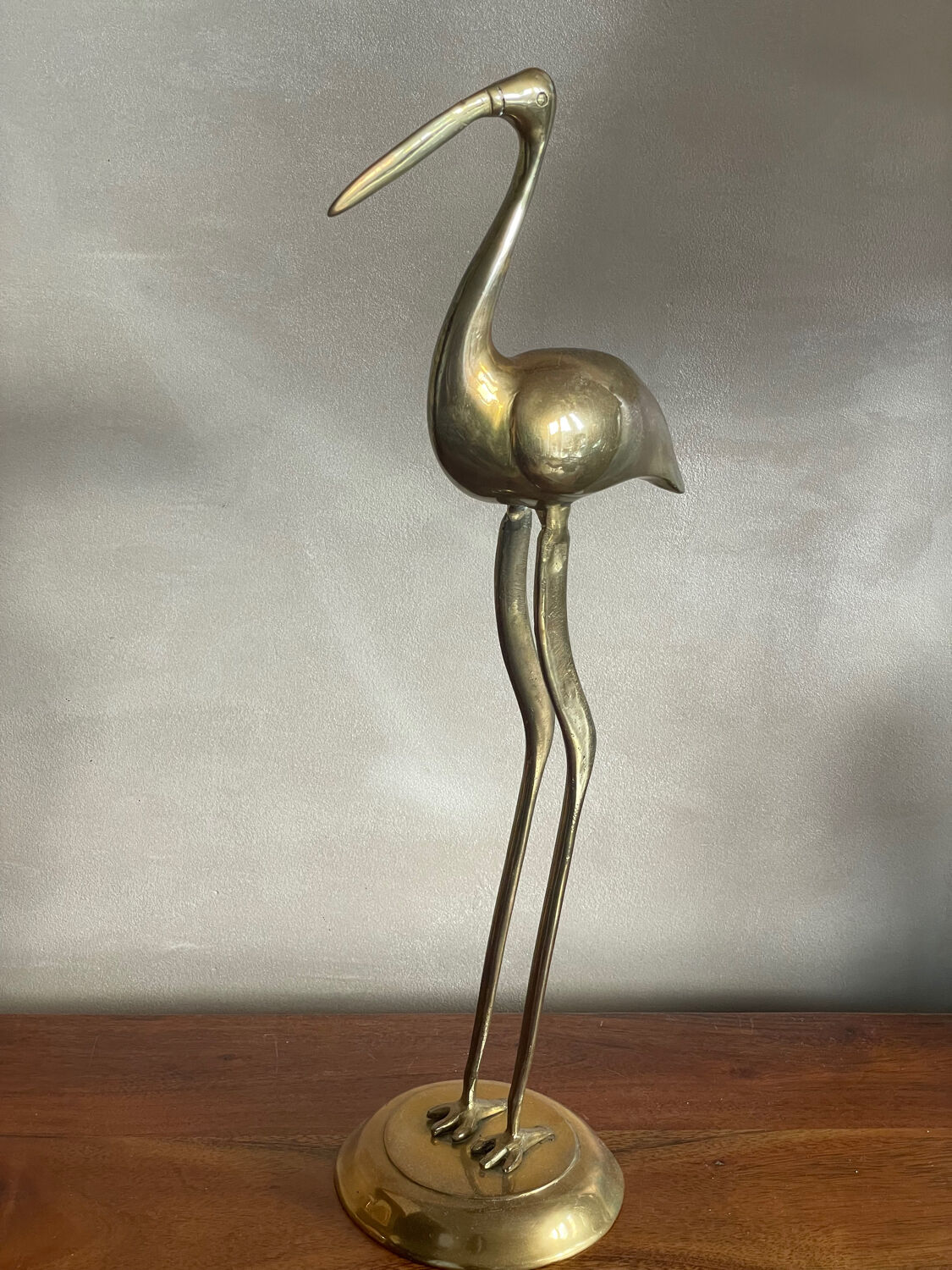 Brass heron bird 45 cm