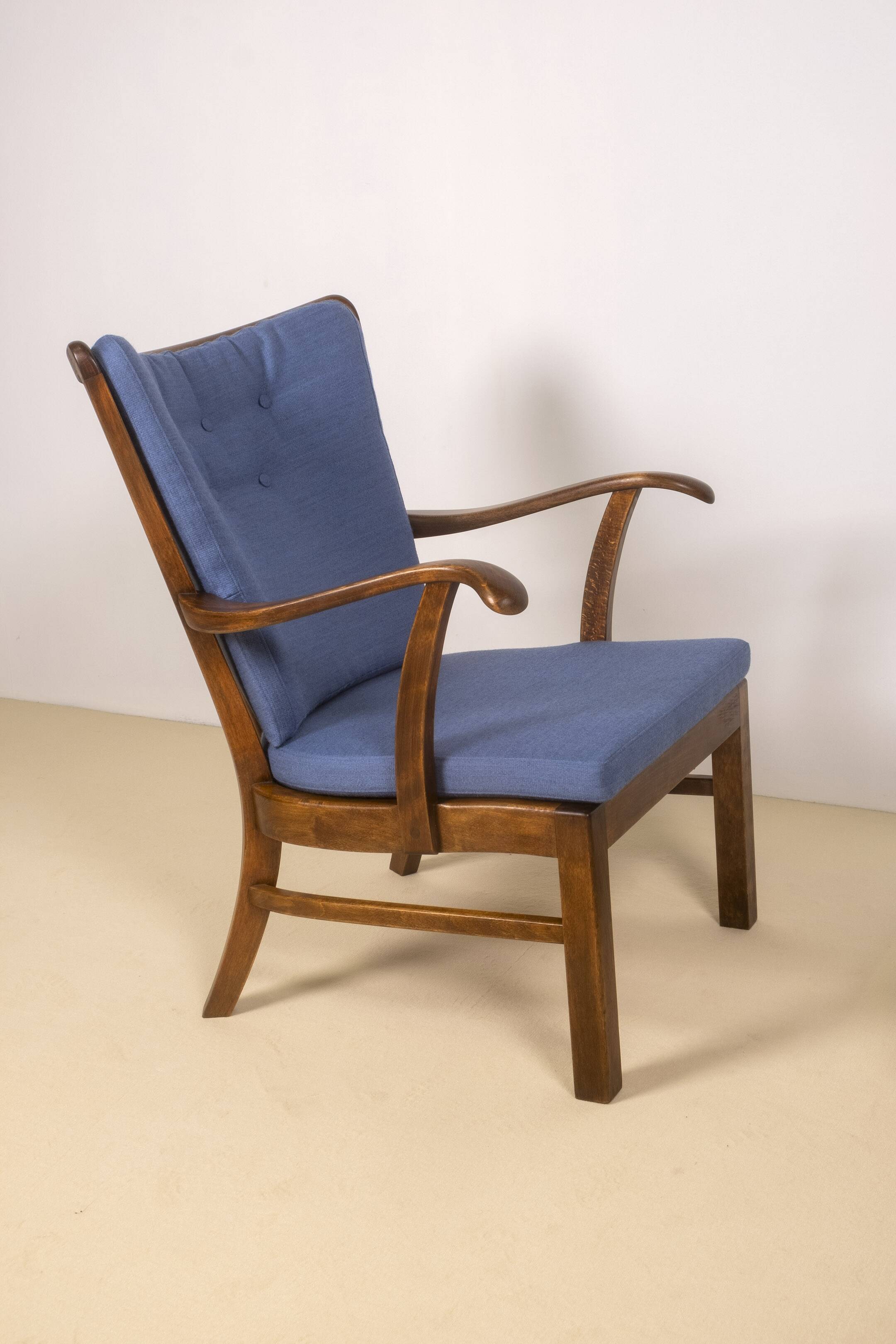 1940s Lounge Chairs by Tyge Hvass, Model 1628 for Fritz Hansen, Denmark