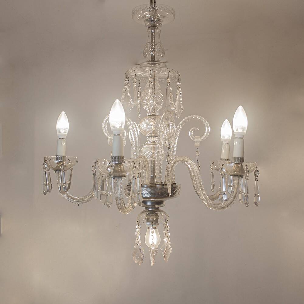 Bohemian Cut Lead Crystal Chandelier, 1930s