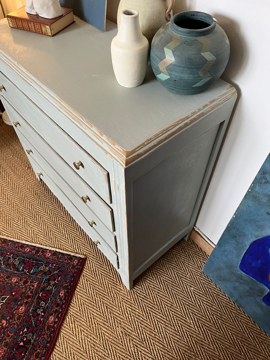 Vintage art deco wood chest of drawers