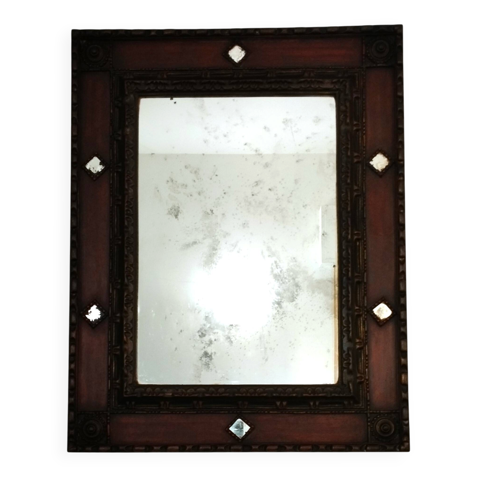 Miroir Palladio Italie 1968, verre vieilli, cadre décoratif sculptural