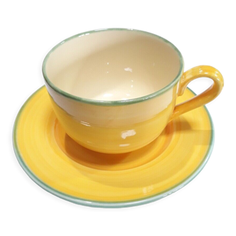 Petit déjeuner Luneville jaune tasse et sous tasse