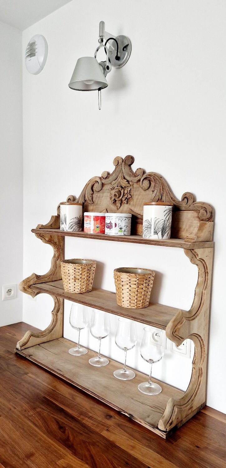 Old wall shelf carved in walnut