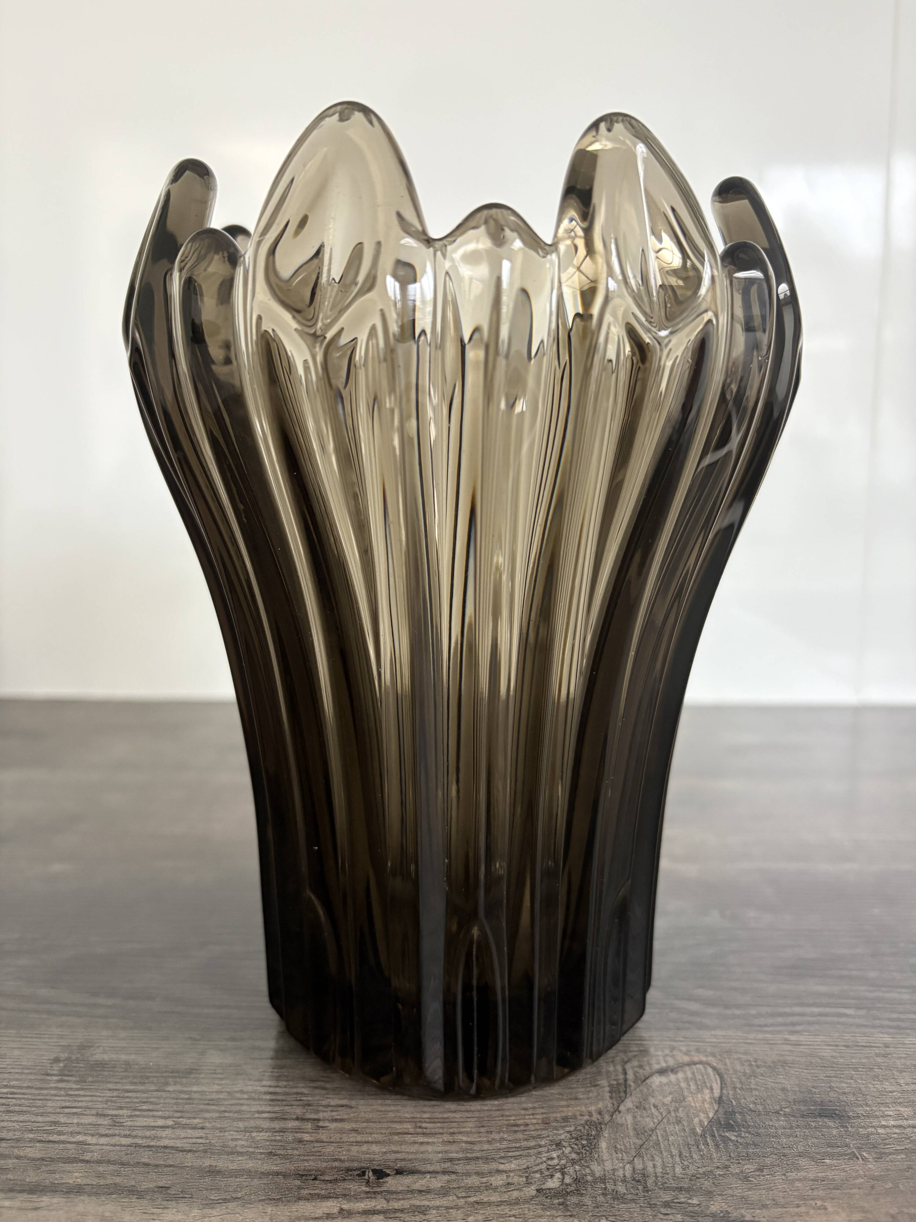 Vintage Schneider Fumé Crystal Vase - 1960s