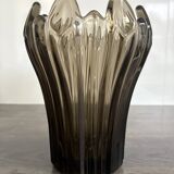 Vintage Schneider Fumé Crystal Vase - 1960s