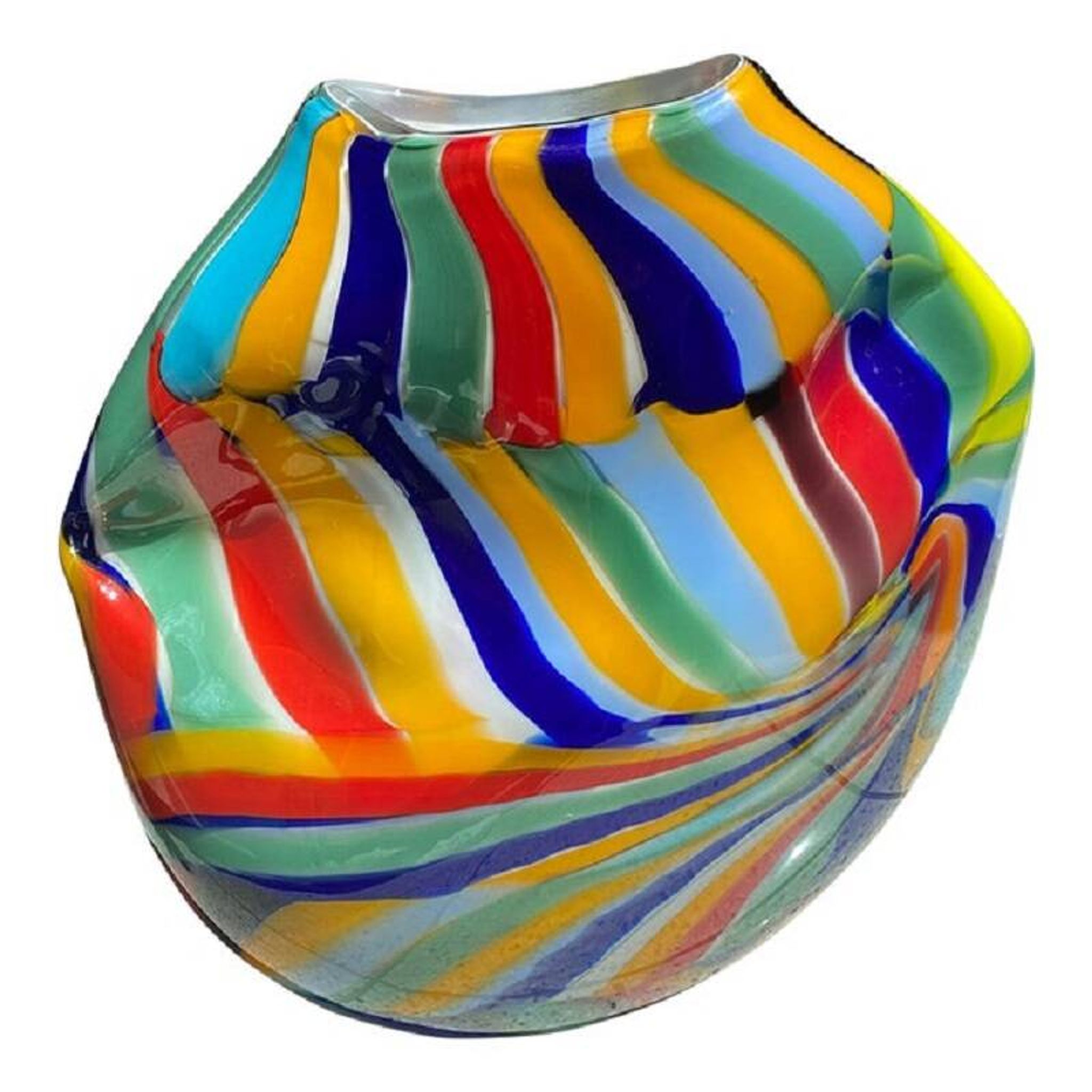 Vase ovale abstrait contemporain en verre de Murano