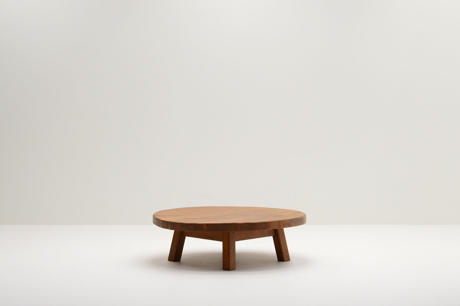 French oak brutalist artisan coffee table, 70s.