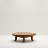 French oak brutalist artisan coffee table, 70s.