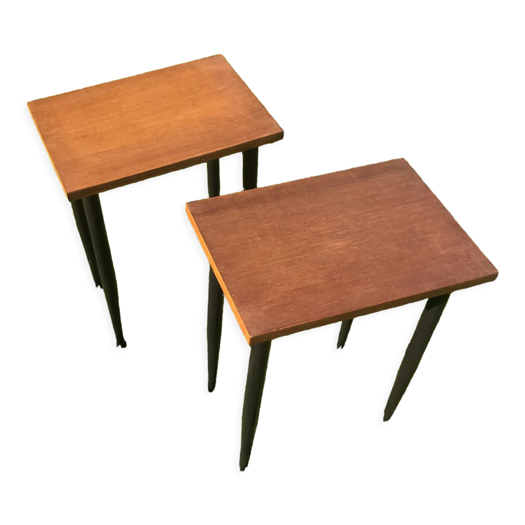 Pair of wooden and metal bedside tables vintage 1960