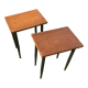 Pair of wooden and metal bedside tables vintage 1960