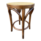 Tabouret viennois en bois courbé et cannage 1950