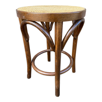 Tabouret viennois en bois courbé et cannage 1950