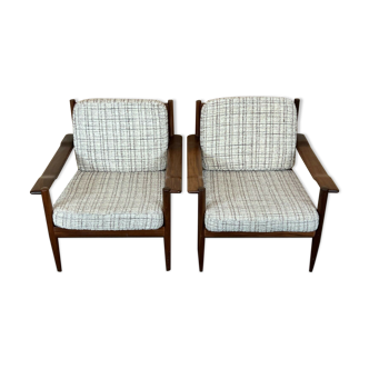 2 60s 70s teak easy chair lounge chair danish modern design 70s