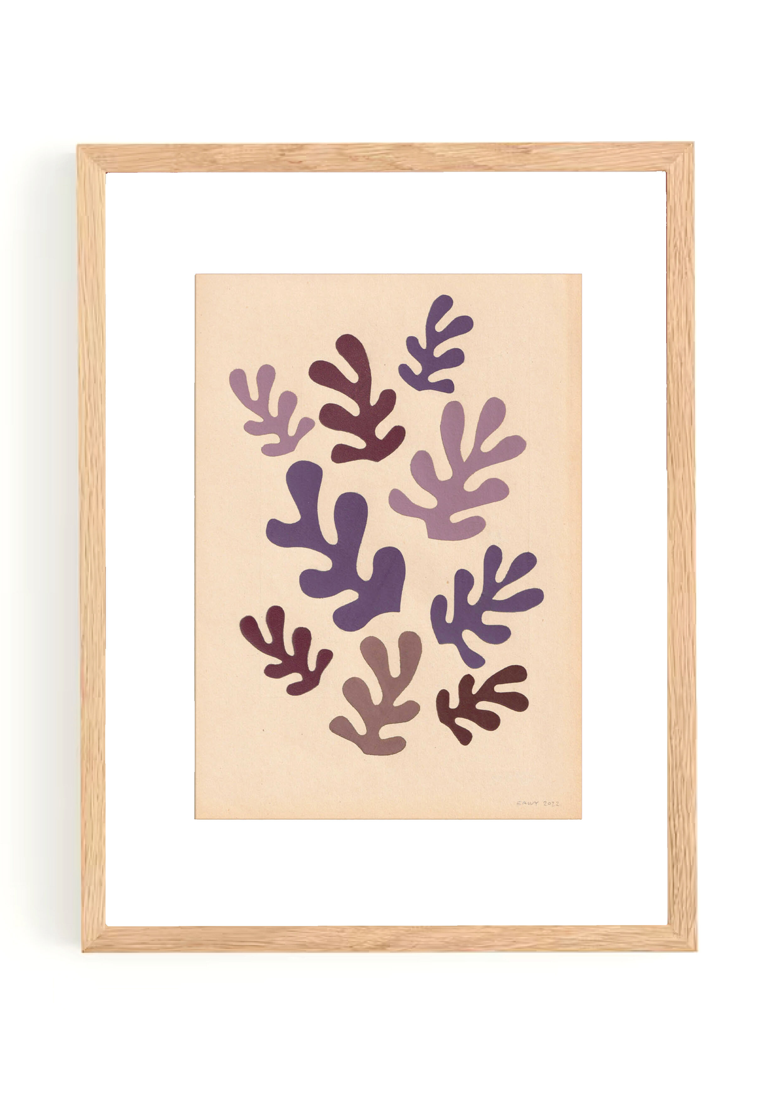 Collage on old paper inspired by Matisse signed Eawy