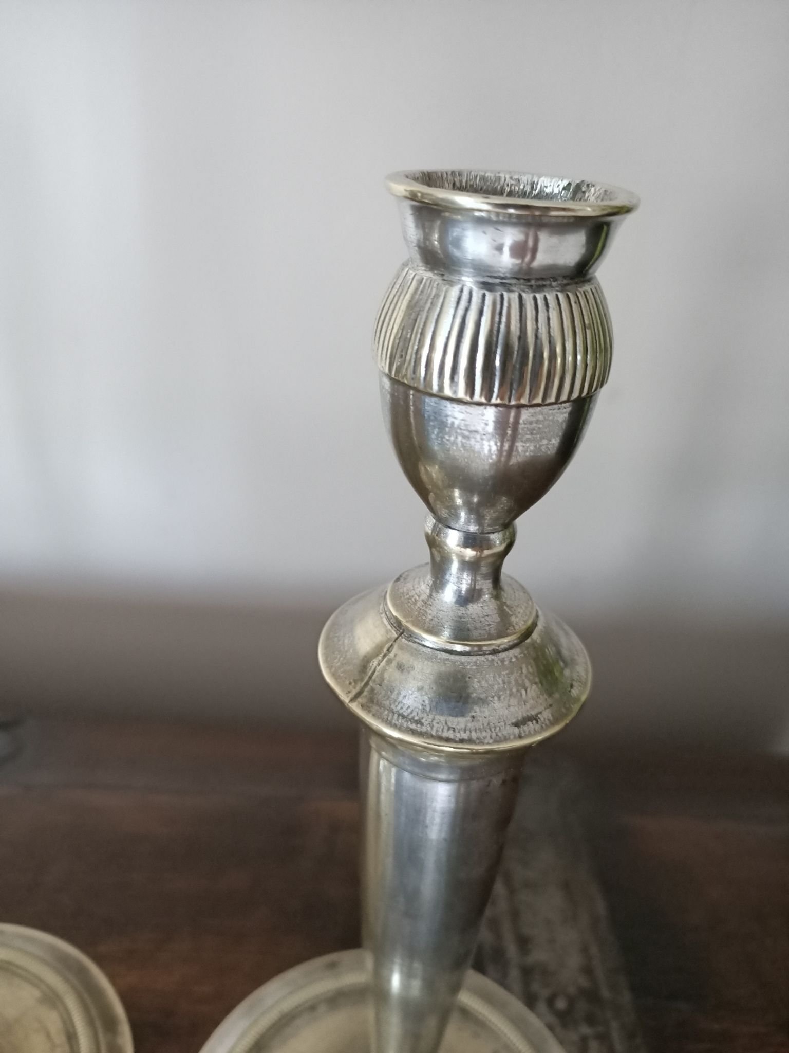 Pair of large silver bronze candle holders from the Directoire period