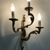 Pair of bronze sconces acanthus leaves with 3 fires Louis XV style