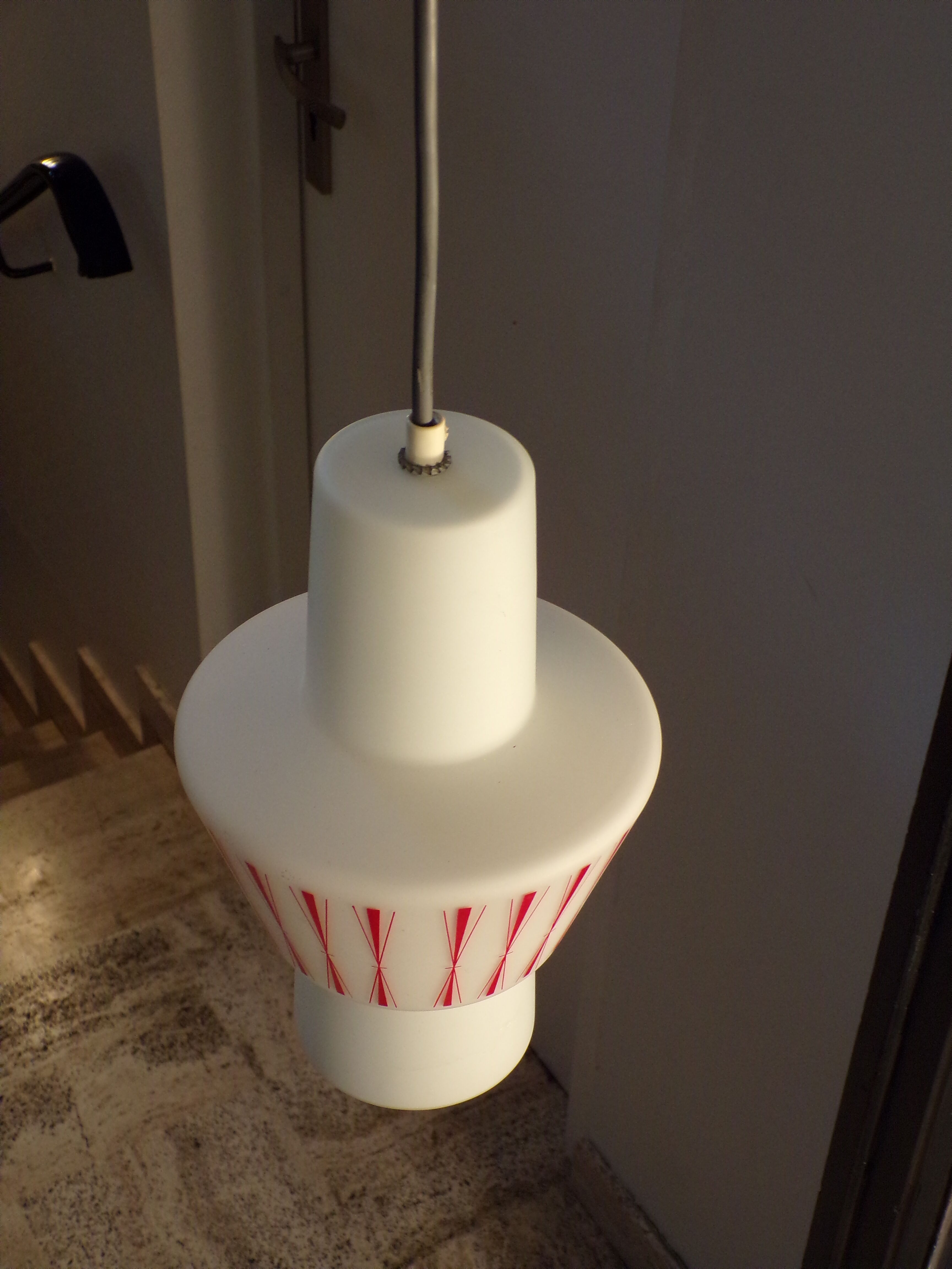 Opaline hanging lamp with patterns