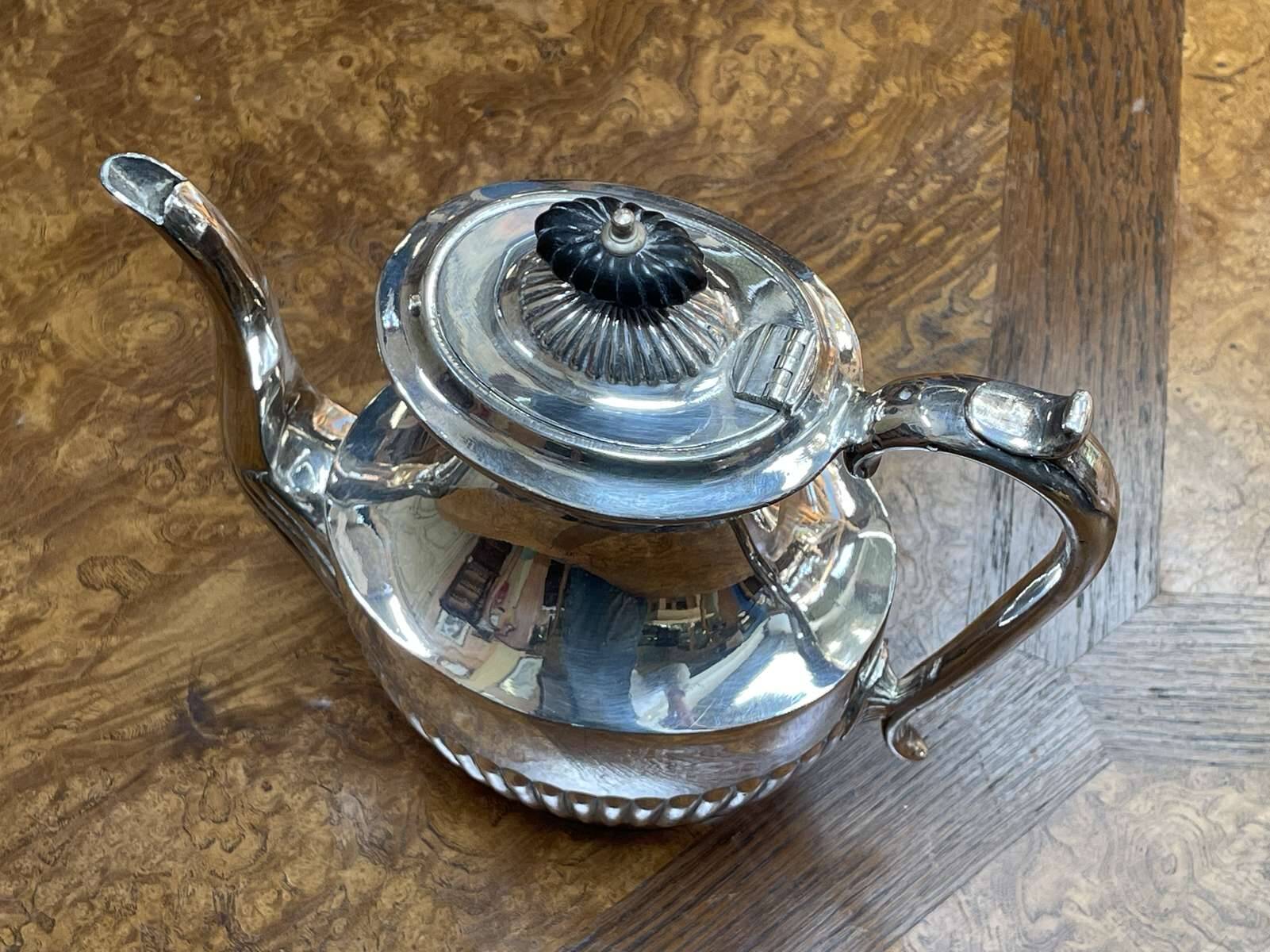 English silver-plated teapot, early 20th century