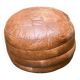 Brown suede patchwork leather pouf