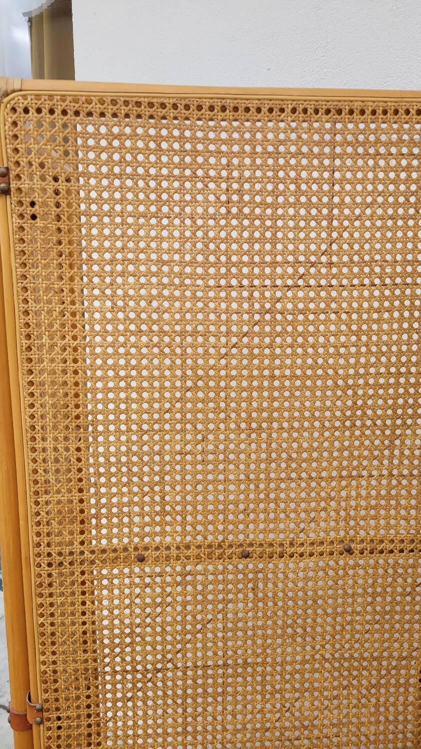 Vintage wicker claustra screen - 1950s