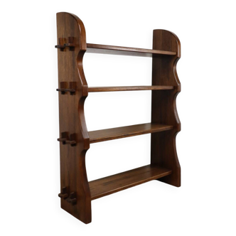 Vintage brutalist solid wood shelf, 1950s