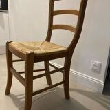 Set of 4 chairs Wood and straw