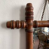 Late 19th century bamboo-style turned wooden mirror