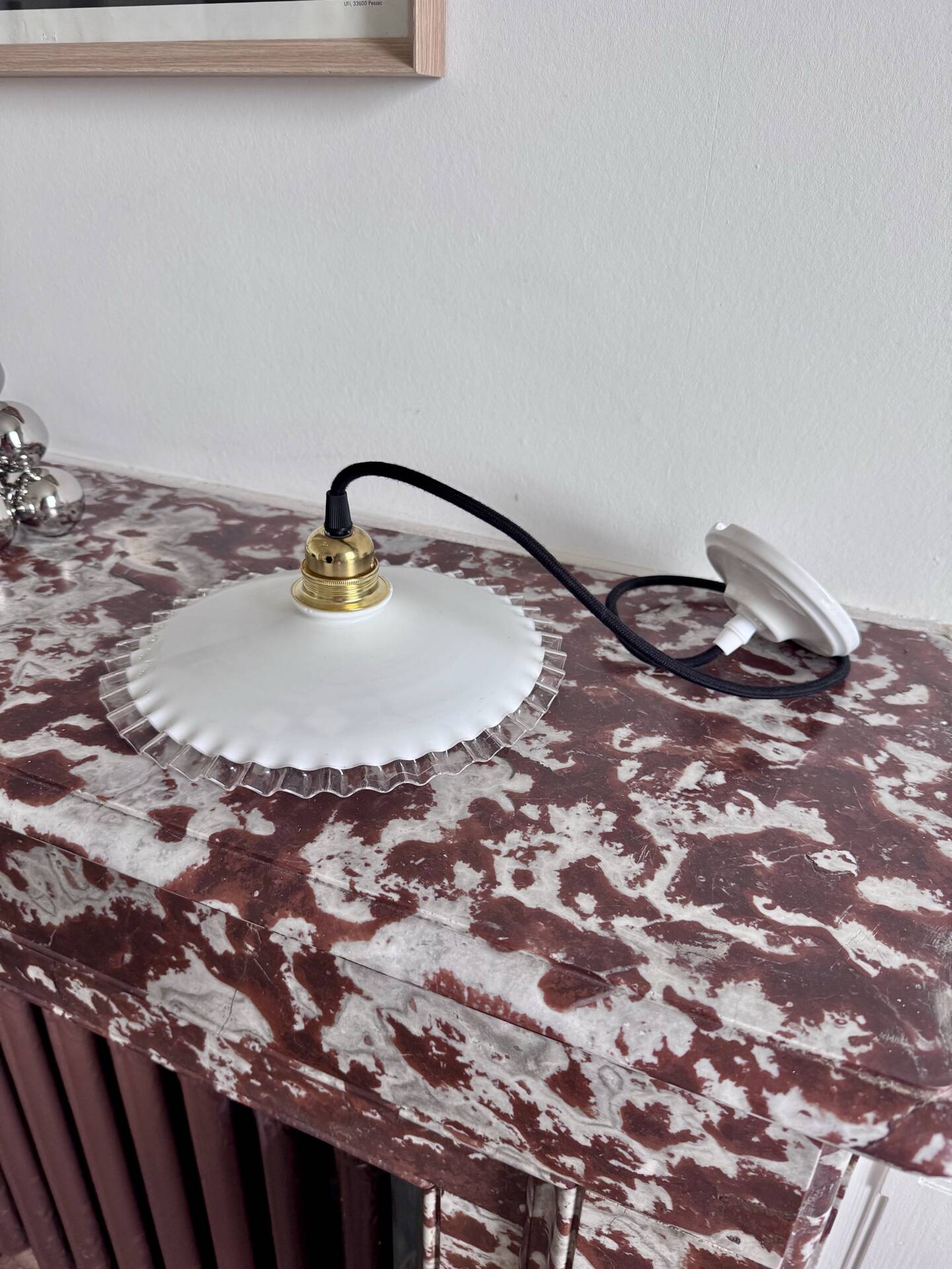 White opaline ceiling pendant light