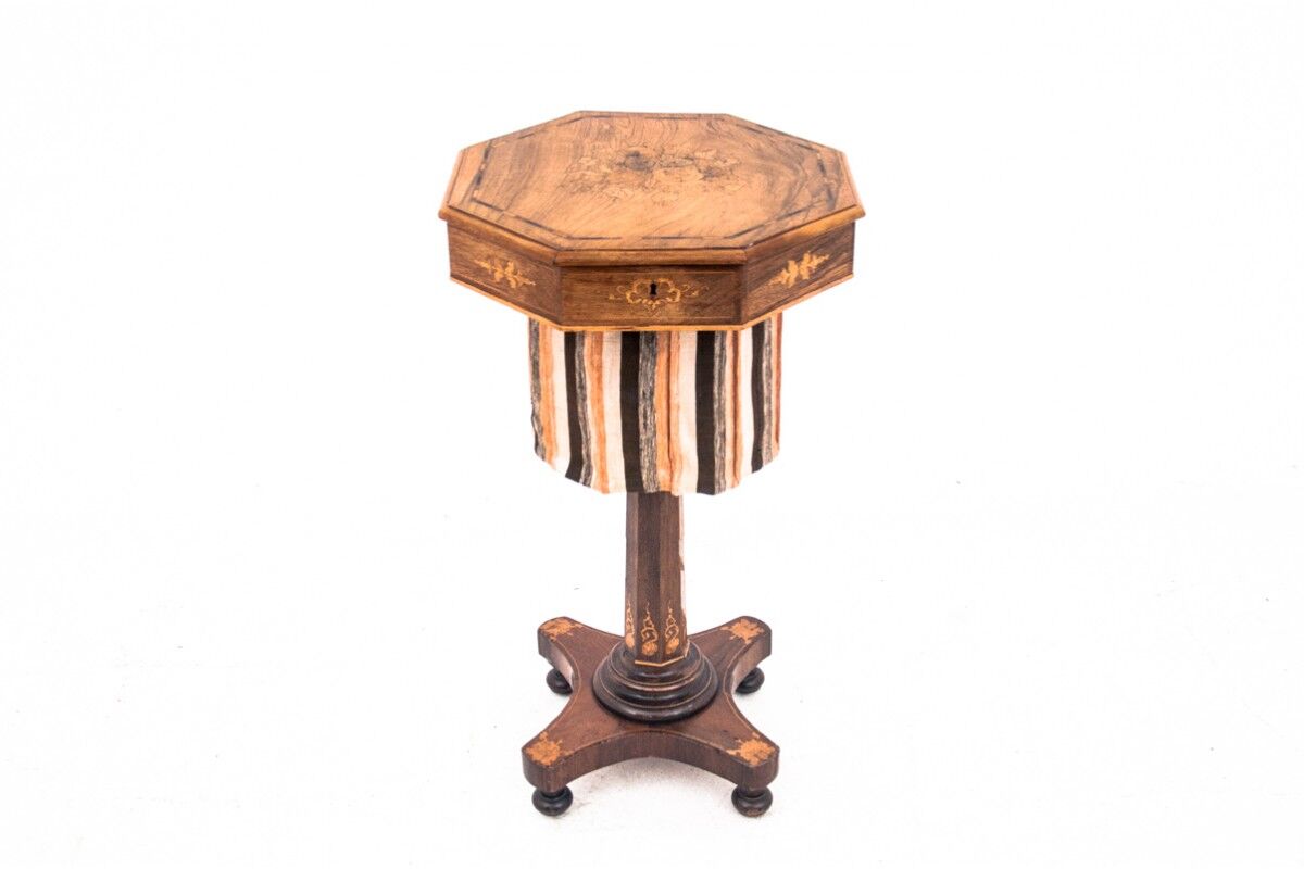 Antique thread table, Northern Europe, late 19th century.