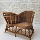 Vintage rattan confidant sofa